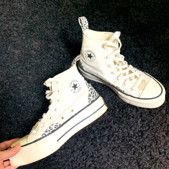 Converse Shoes - White leopard platform high top converses 6